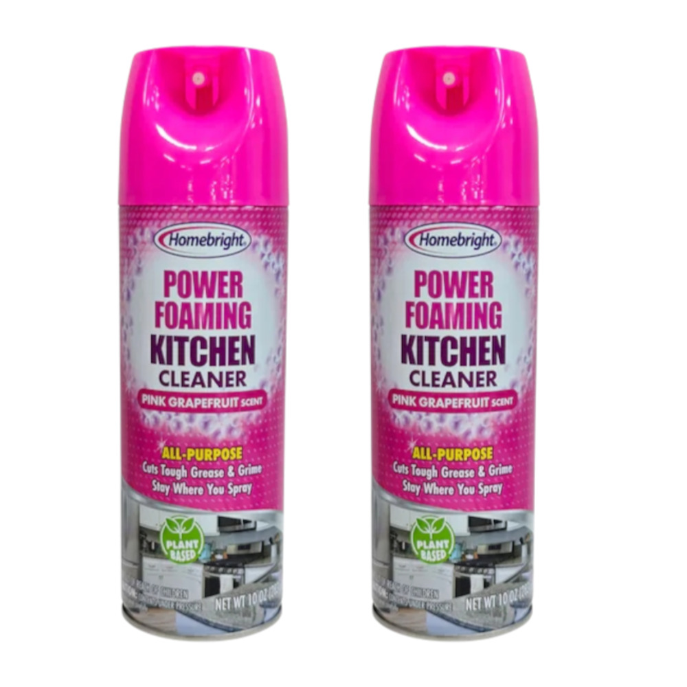 2pk HOMEBRIGHT Power Foaming‎ Kitchen Cleaner 10oz Pink Grapefruit Scent